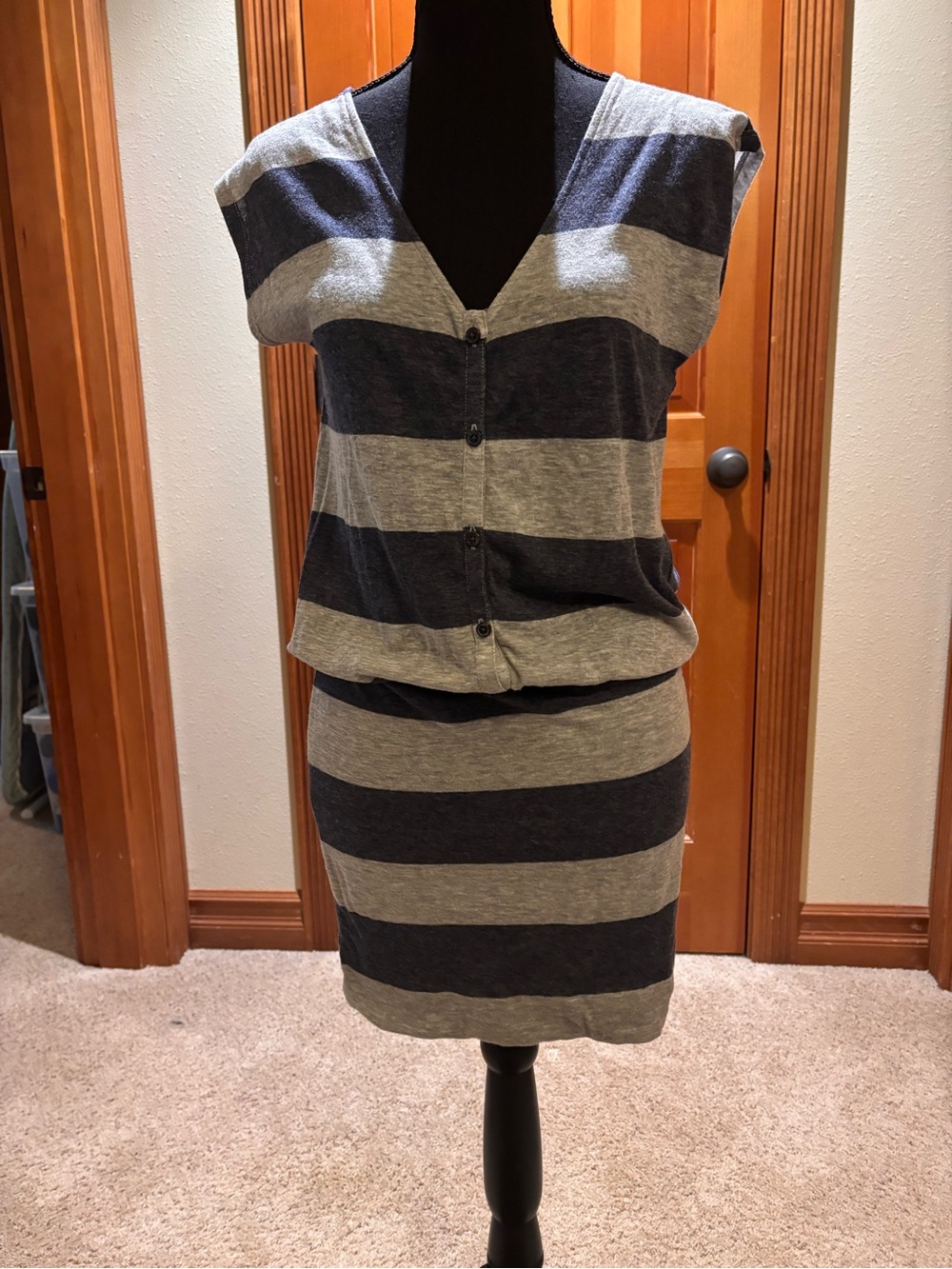 Joie Navy and Gray Striped Knit Dress, size XS